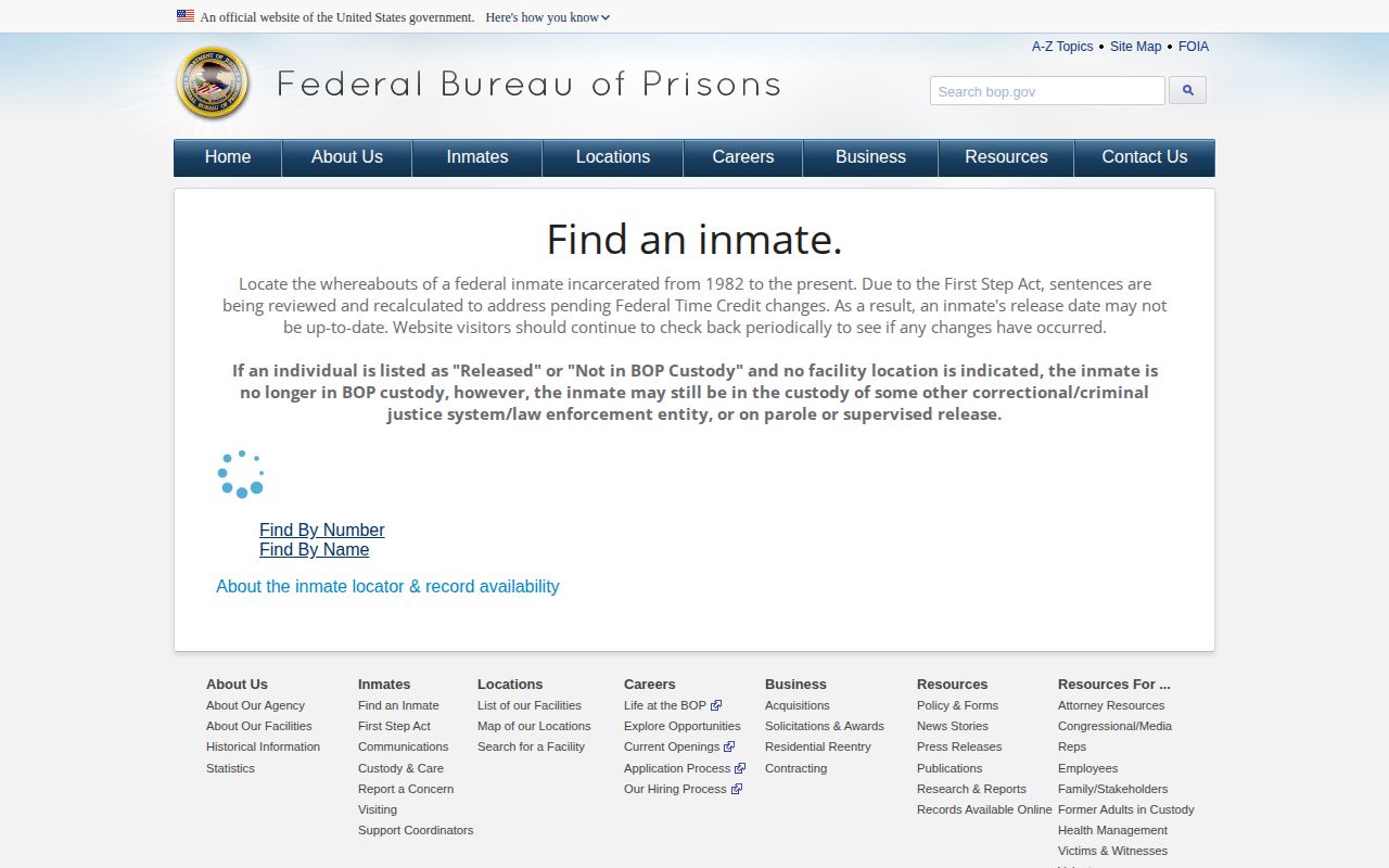 Federal release status search for a Lincoln County released inmate